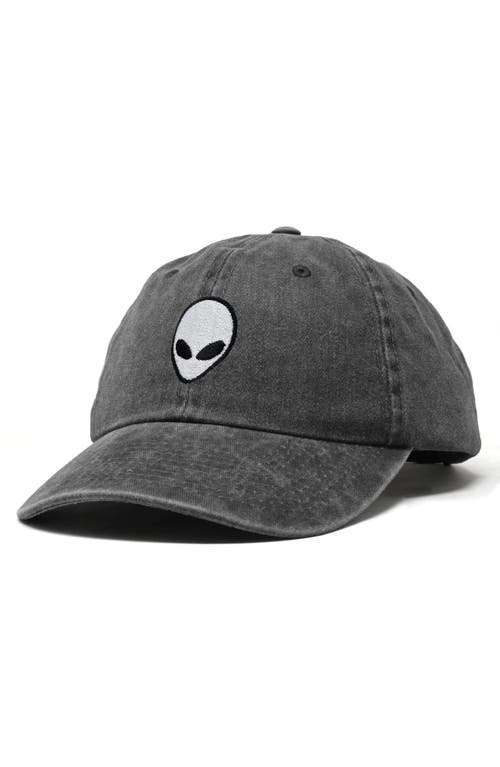 Dalix Alien Embroidered Classic Dad Cap In Washed Black