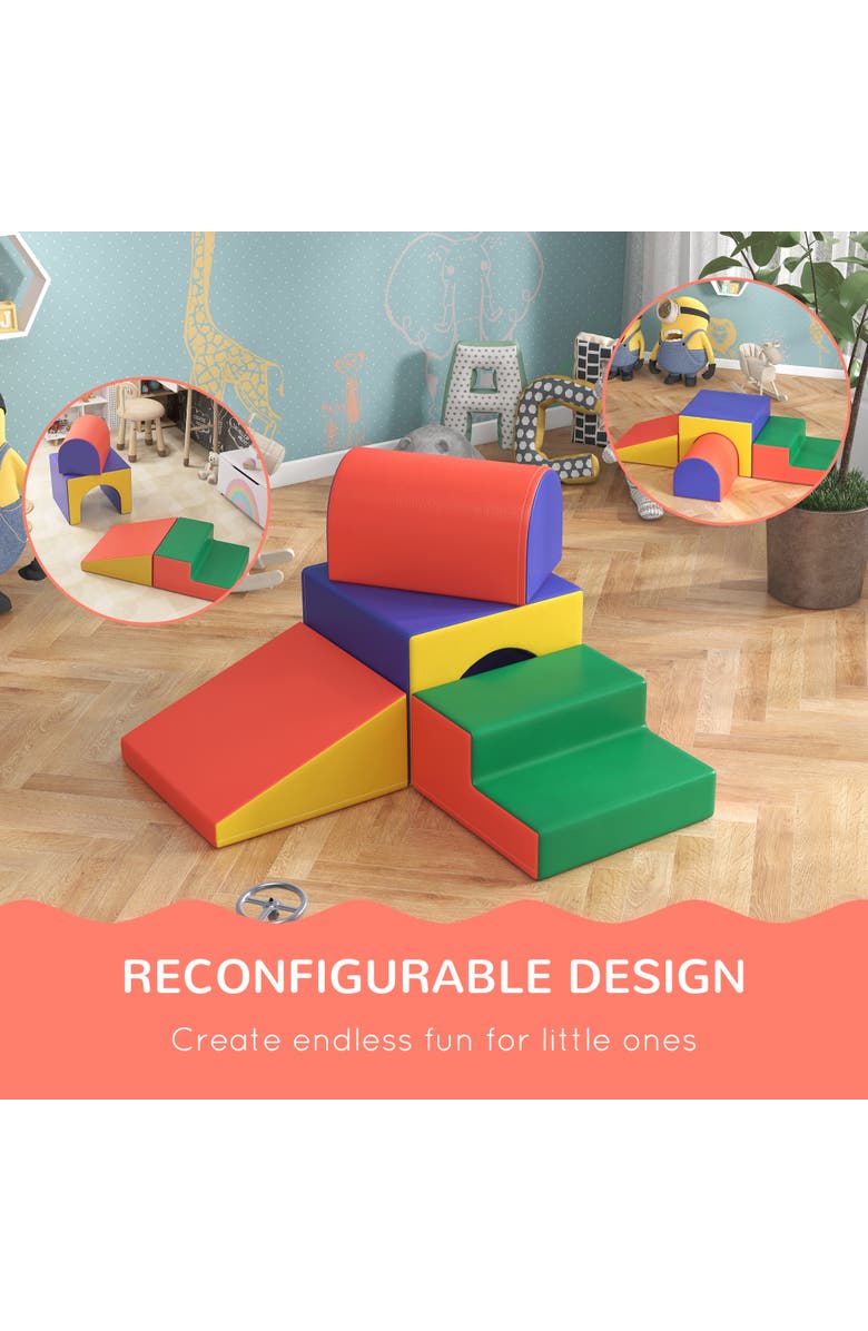 Qaba Foam Play Set for Toddlers, Easy-to-clean Soft & Safe Climbing Set, Alternate, color, Assorted