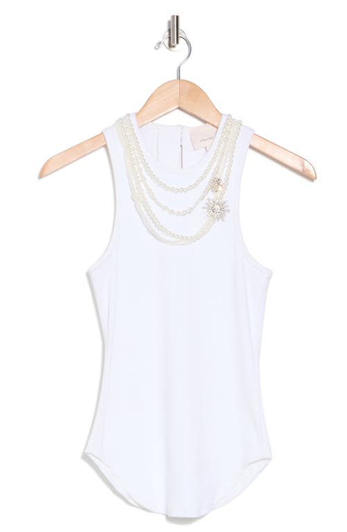 Cinq À Sept Lizzie Faux Pearl Chain Embellished Tank