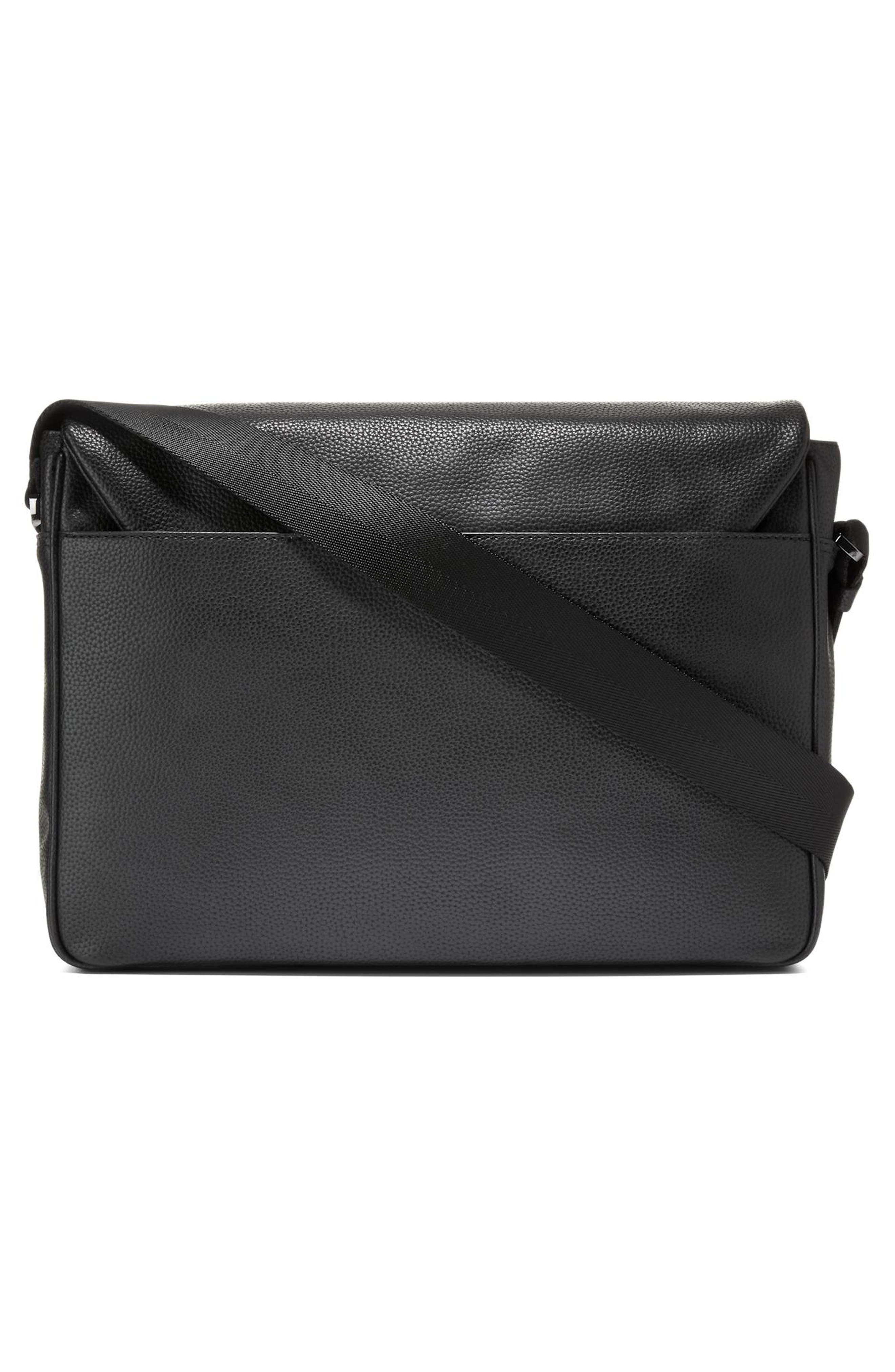 Belmont Leather Messenger Bag, Alternate, color, BLACK