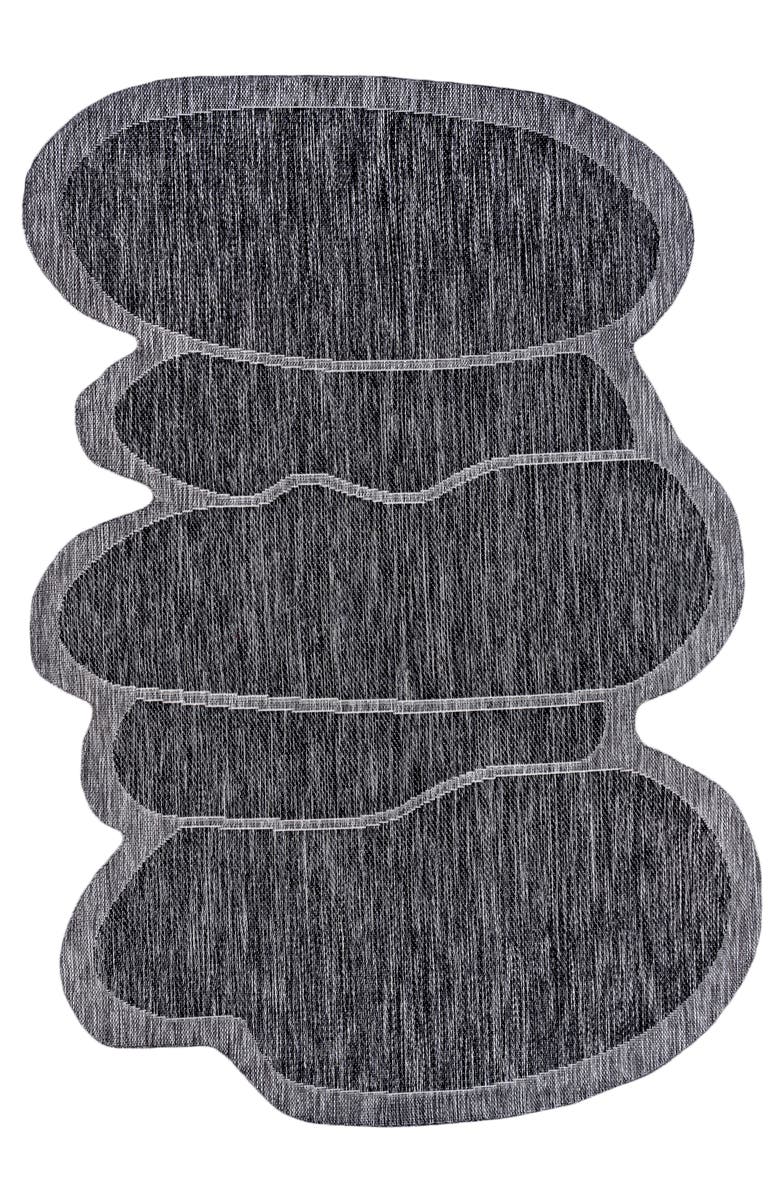 JONATHAN Y Jasper Modern Rustic Abstract Indoor/Outdoor Shaped Area Rug, Main, color, Dark Gray/Gray