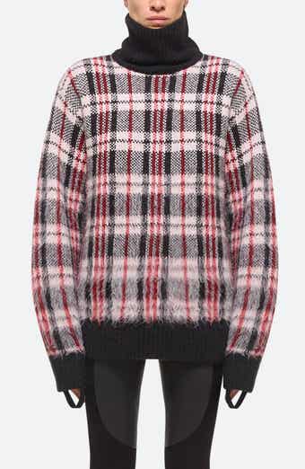 Helmut Lang Brushed Plaid Turtleneck Sweater