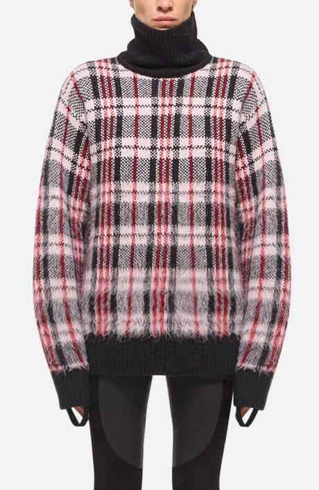Helmut Lang Brushed Plaid Turtleneck Sweater