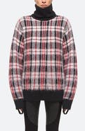 Helmut Lang Brushed Plaid Turtleneck Sweater