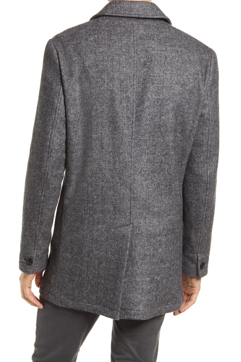 Wool Blend Car Coat, Alternate, color, GREY HERRINGBONE