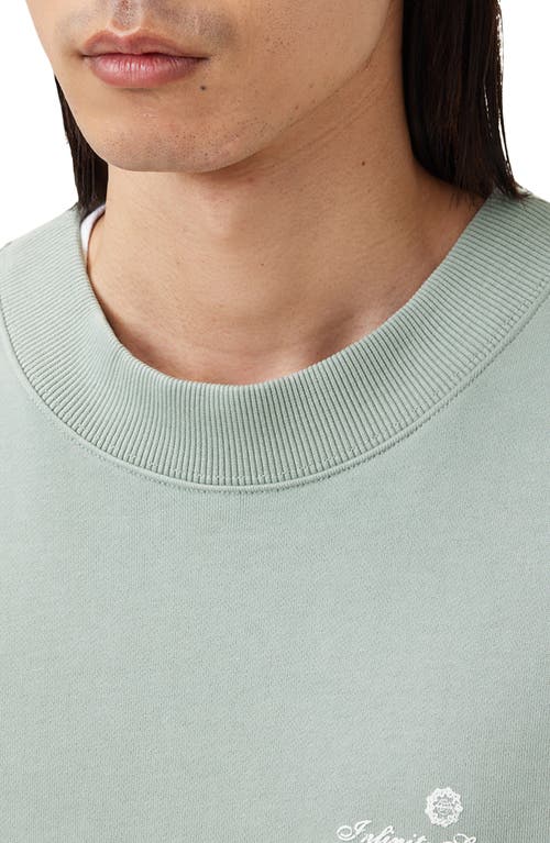Allsaints Soleil Crew Oversized Cropped Sweatshirt In Slate Green