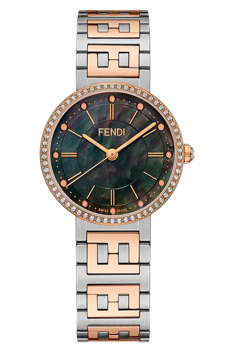 Forever Fendi Two-Tone Diamond Bracelet Watch, 29mm - 0.34ct., Main, color, TWO TONE