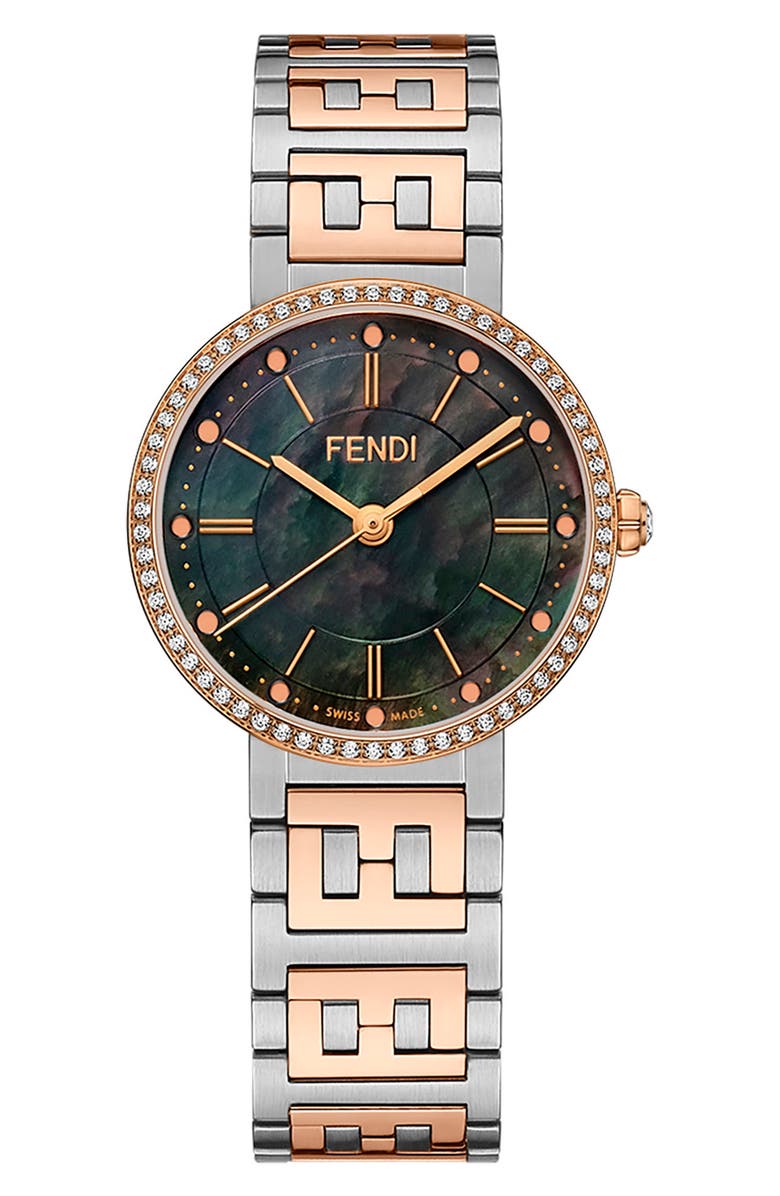 Fendi Forever Fendi Two-Tone Diamond Bracelet Watch, 29mm - 0.34ct., Main, color, Two Tone