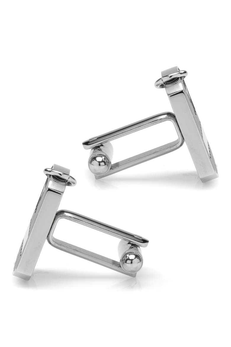 Antiqued Silver Military Tag Cuff Links, Alternate, color, SILVER