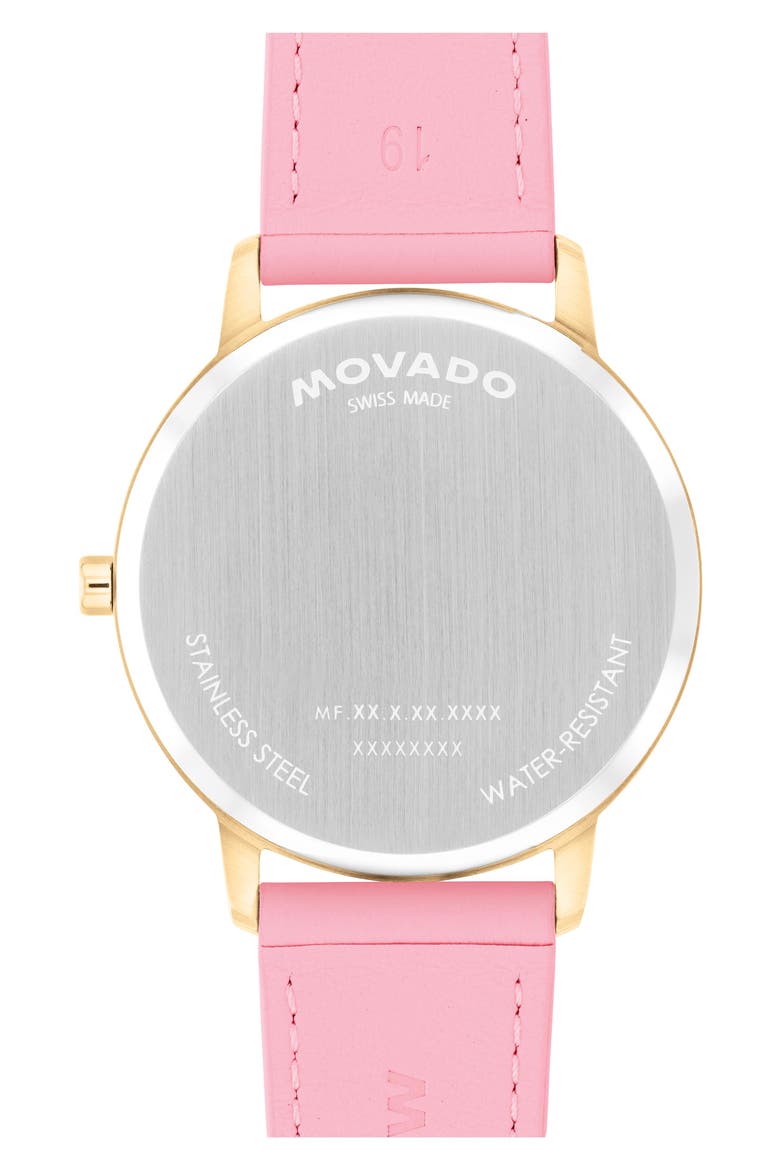 Face Leather Strap Watch, 39mm, Alternate, color, PINK