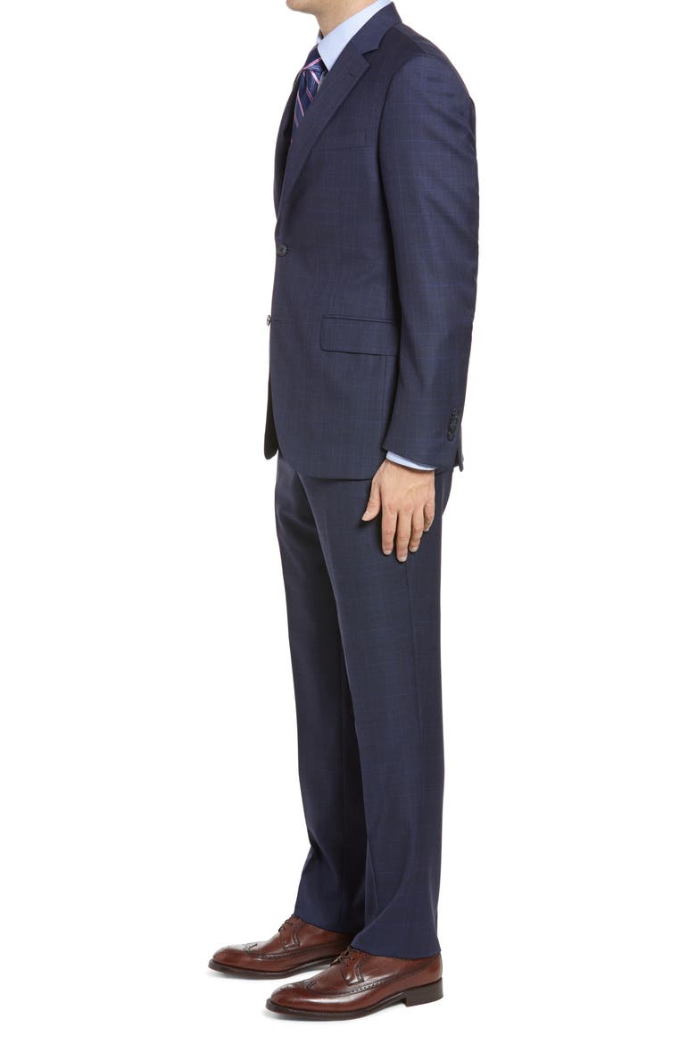 Flynn Plaid Wool Suit, Alternate, color, NAVY