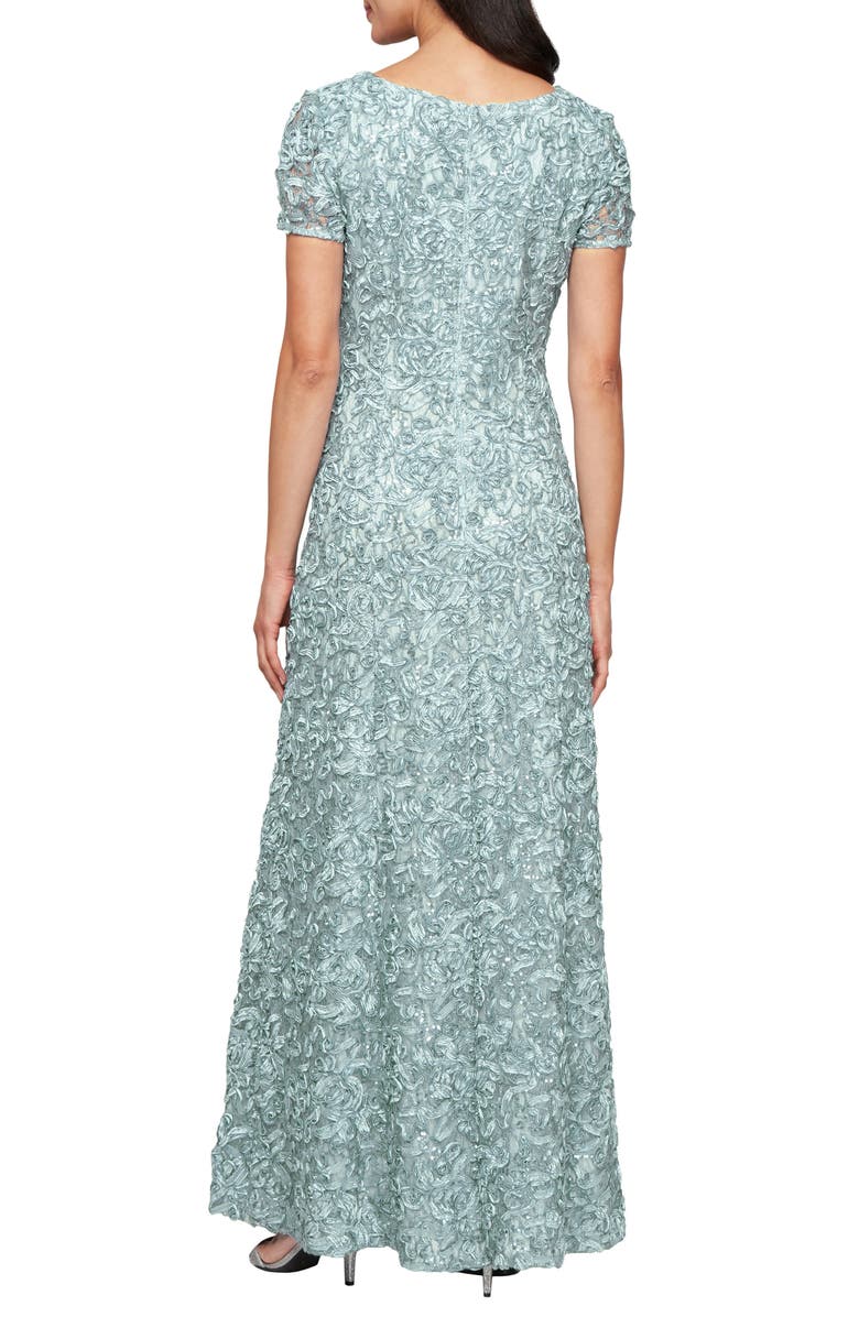 Alex Evenings Embellished Soutache A-Line Gown, Alternate, color, Ice Sage