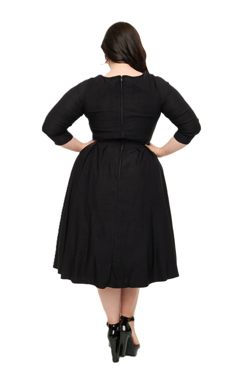 Unique Vintage Plus Size 1950s Front Twist Swing Dress, Alternate, color, Black