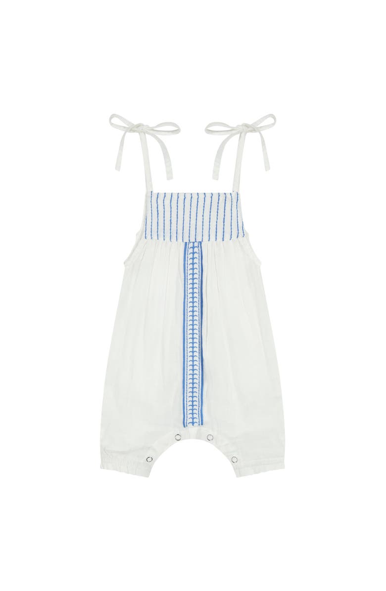 Mer St. Barth Marley Baby Romper Lapis Blue Embroidery, Main, color, 