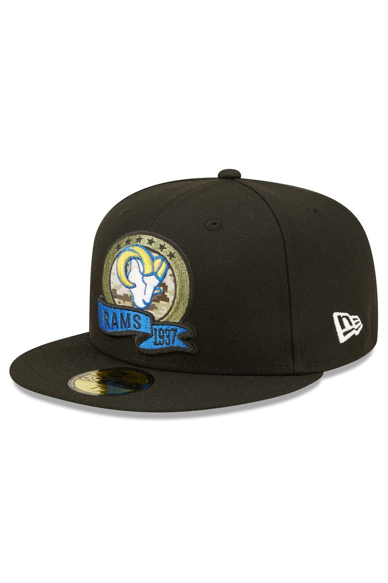 Men's New Era Black Los Angeles Rams 2022 Salute To Service 59FIFTY Fitted Hat, Alternate, color, Black