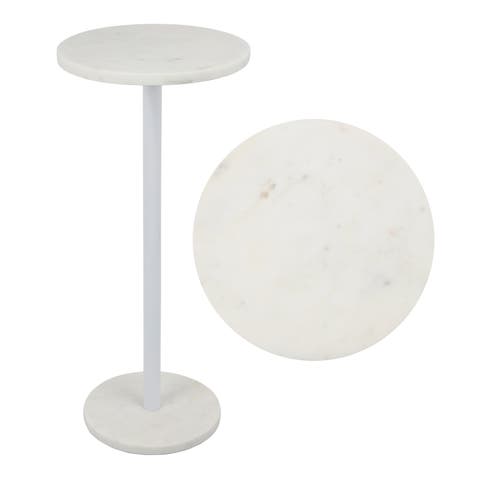 Cogsen Contemporary Natural Marble/Metal Pedestal Drink Table