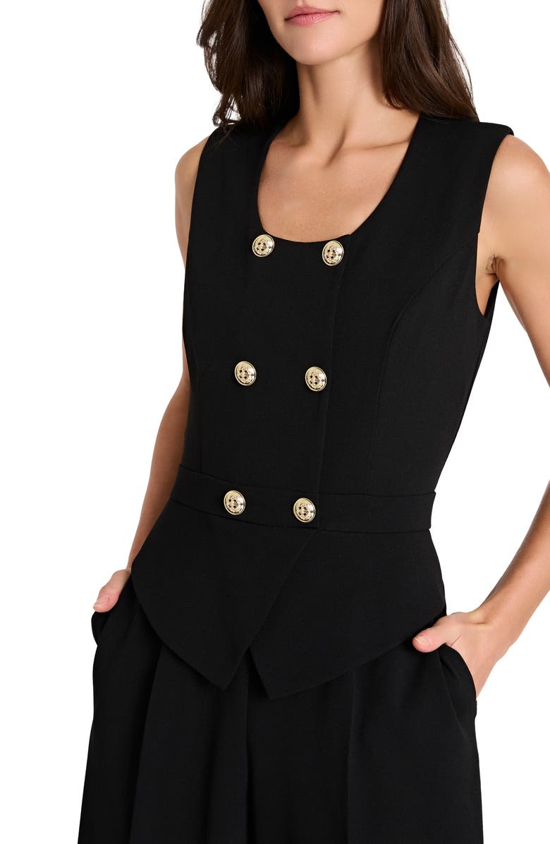 Tahari ASL Double Breasted Sleeveless Jumpsuit, Alternate, color, Black