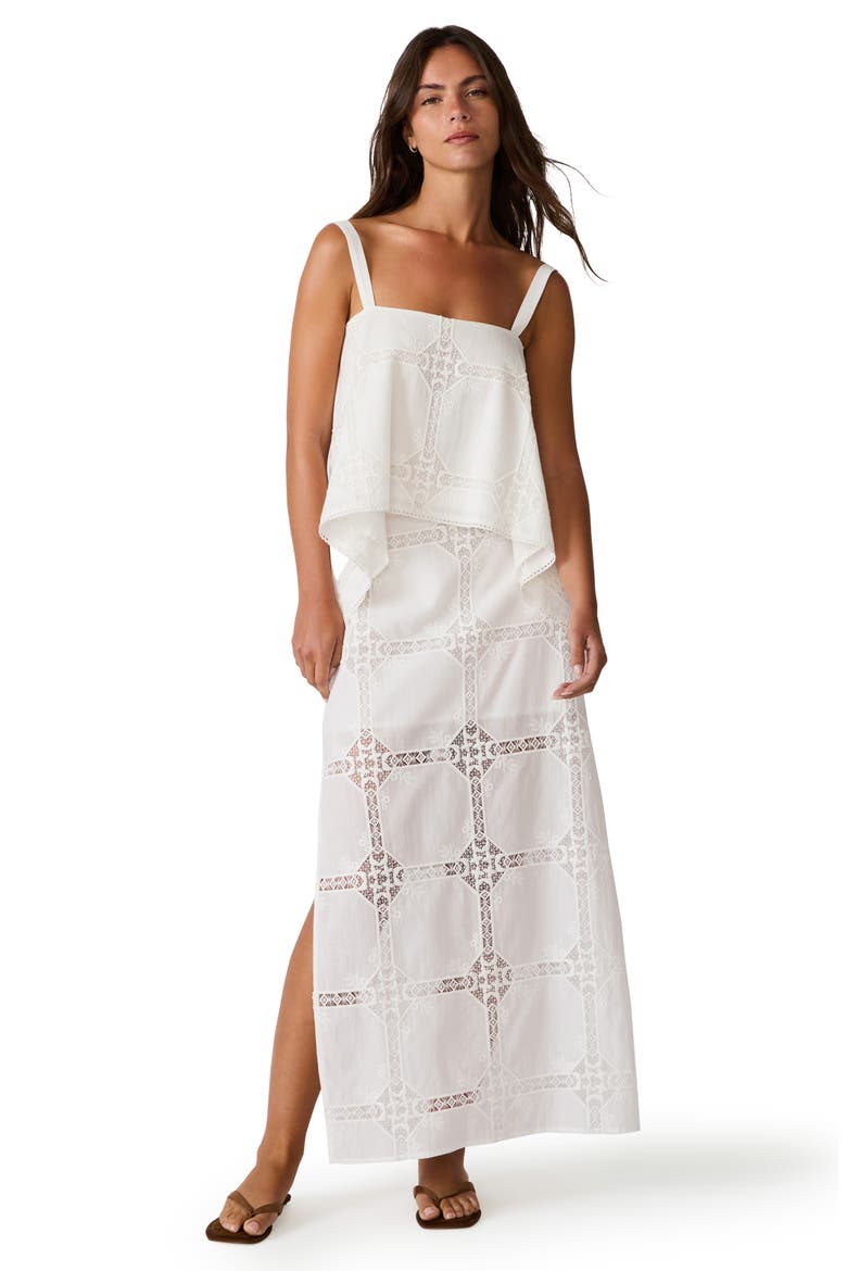 Ainslee Embroidered Detail High-Low Cotton Top, Alternate, color, ANTIQUE