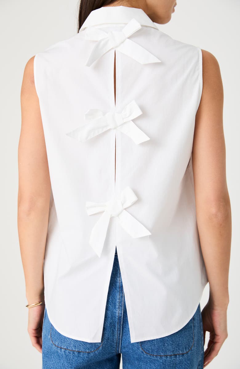 French Connection High-Low Bow Back Sleeveless Shirt, Alternate, color, Summer White