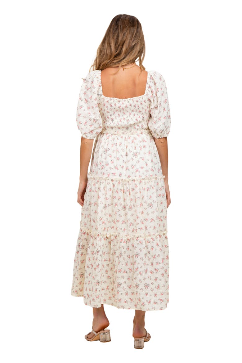 Floral Smocked Ruffle Tiered Maxi Dress, Alternate, color, Pink
