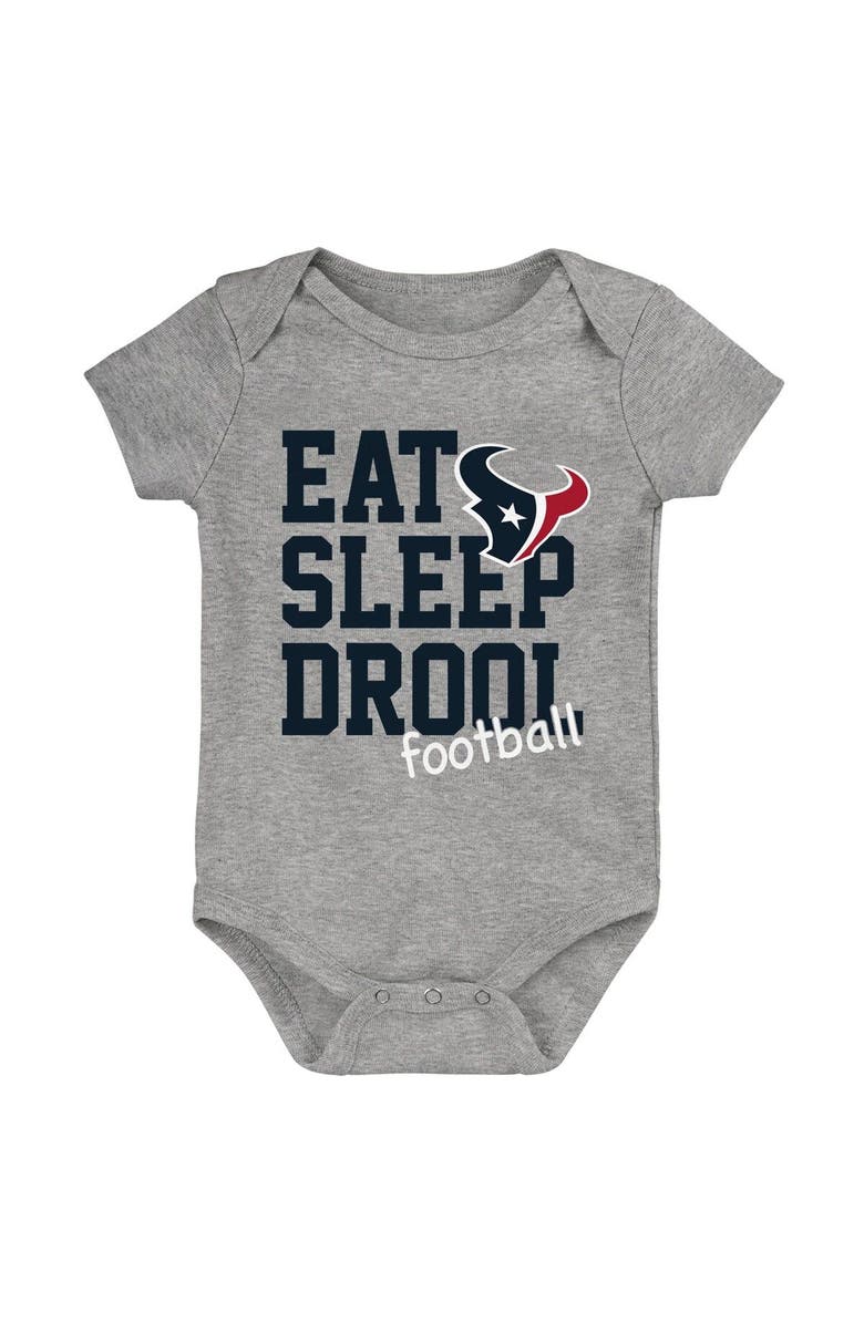 Outerstuff Newborn & Infant Navy/Red/Heather Gray Houston Texans Three-Pack Eat, Sleep & Drool Retro Bodysuit Set, Alternate, color, 