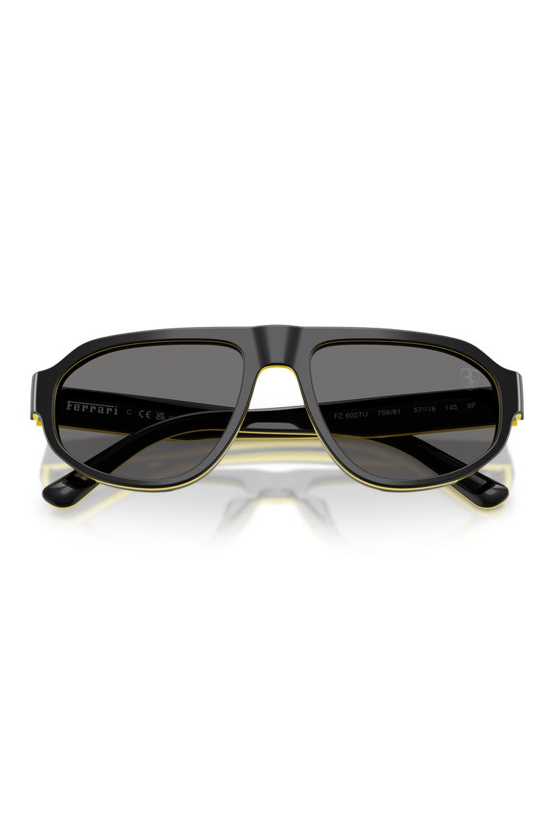 57mm Polarized Irregular Sunglasses, Alternate, color, BLACK SHINY YELLOW / GREY