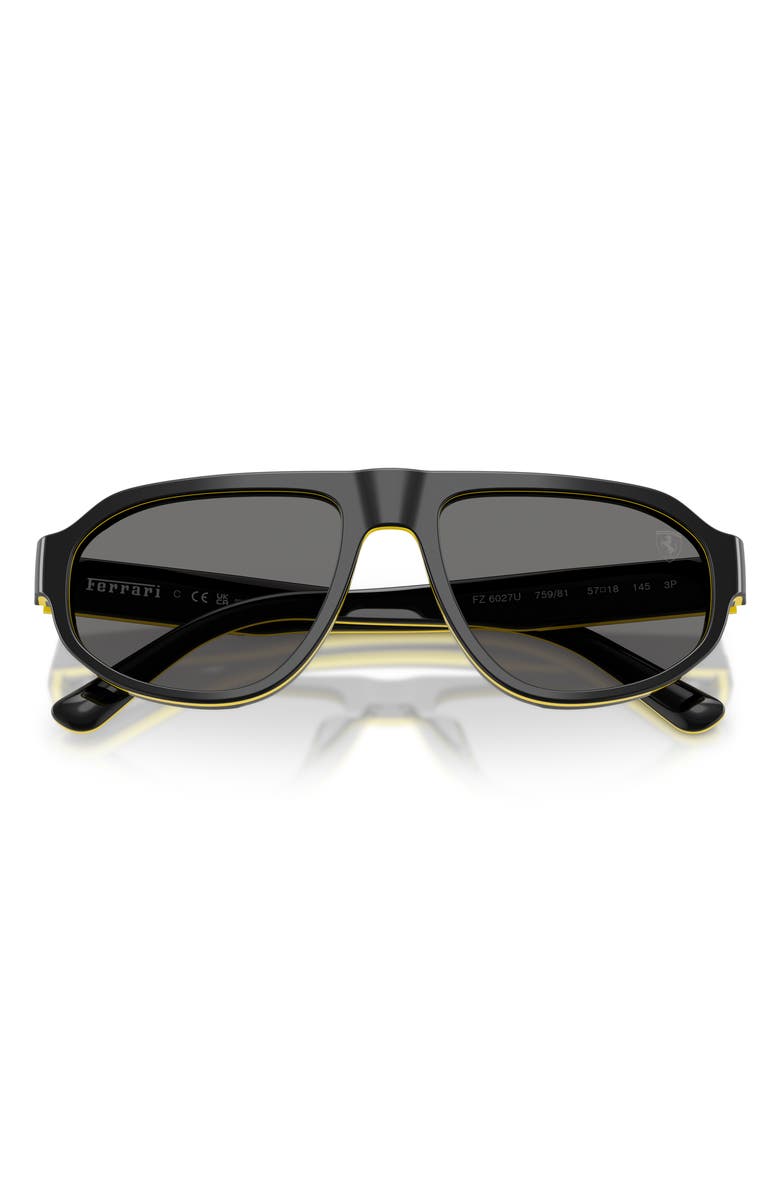 Scuderia Ferrari 57mm Polarized Irregular Sunglasses, Alternate, color, Black Shiny Yellow / Grey