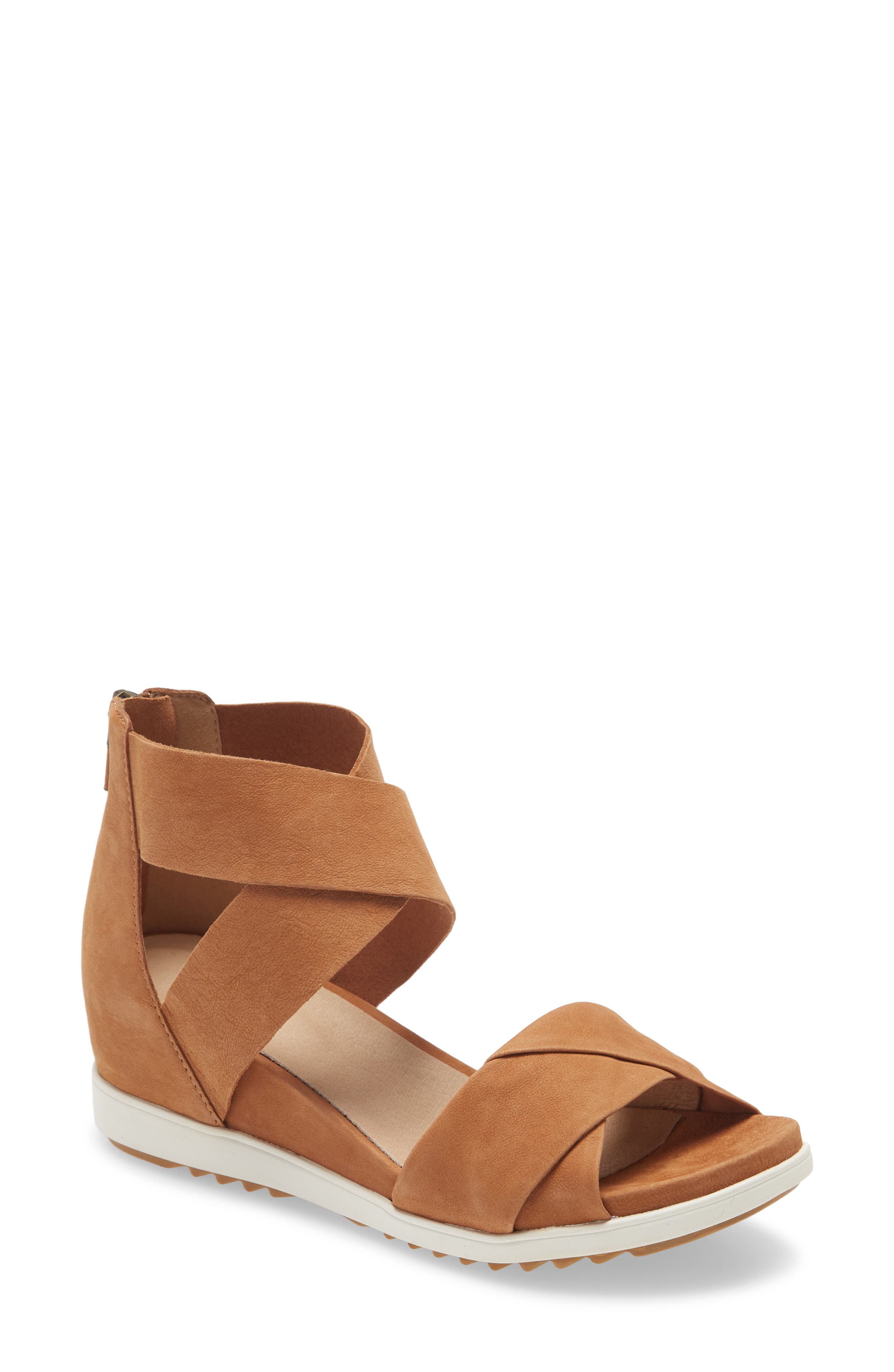 Viv Wedge Sandal, Main, color, COGNAC NUBUCK LEATHER