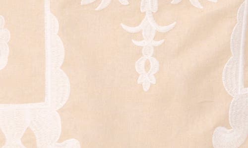 Vince Camuto Embroidered Off The Shoulder Linen Blend Dress In Brown