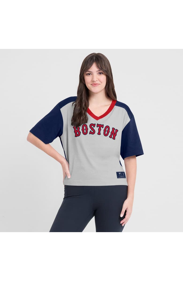 FANATICS Women's Fanatics Navy/Graphite Boston Red Sox Oversized Race To Win V-Neck T-Shirt, Alternate, color, Navy