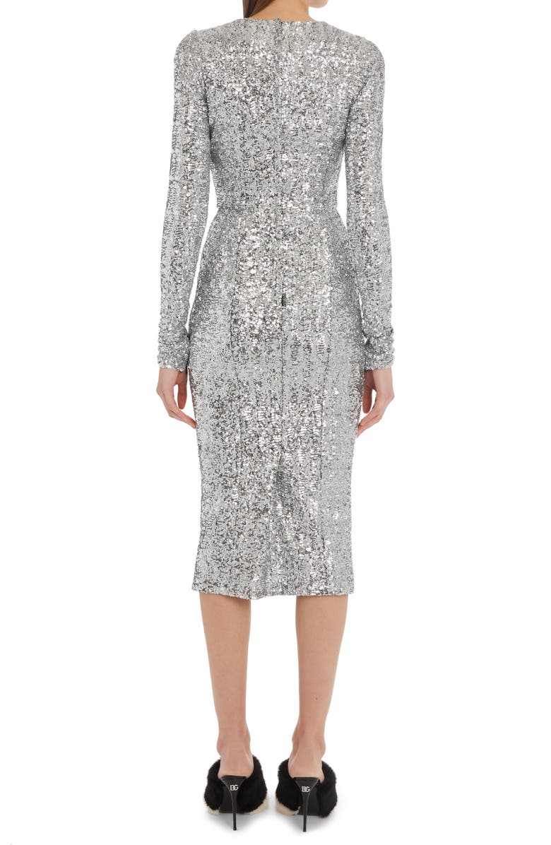 Dolce&Gabbana Long Sleeve Sequin Midi Dress, Alternate, color,