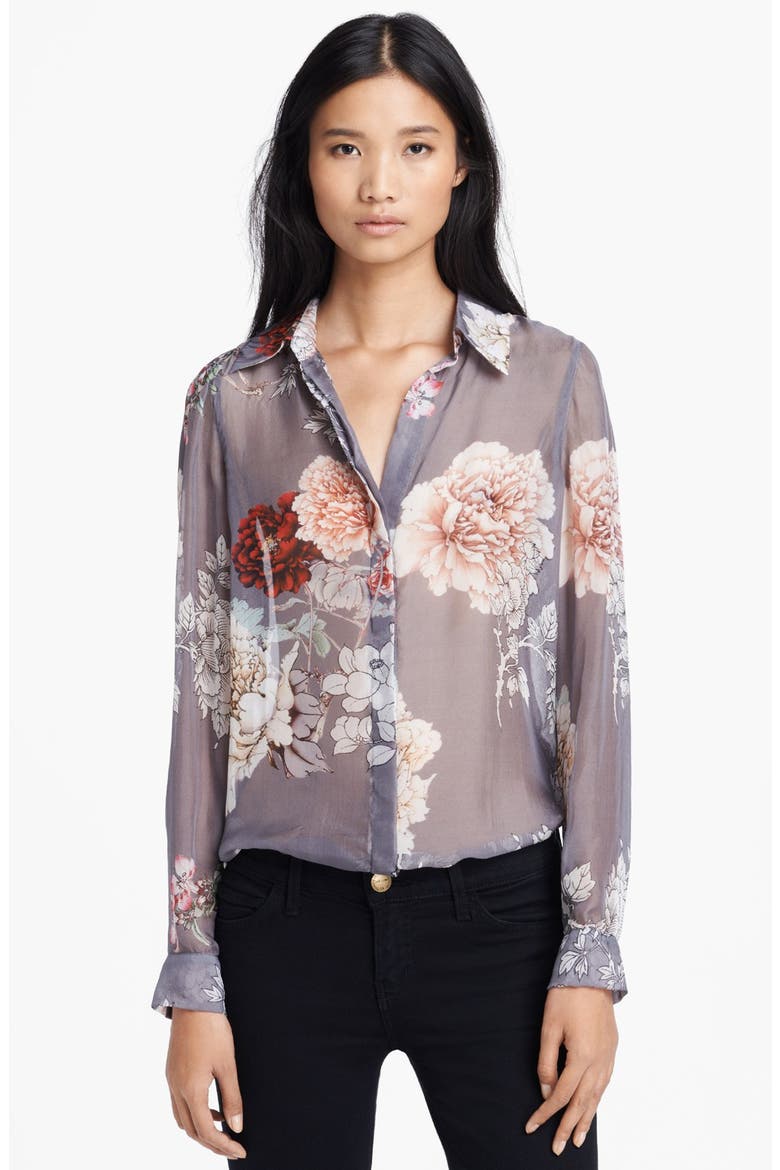 Floral Print Silk Blouse, Main, color, PEONY FLORAL