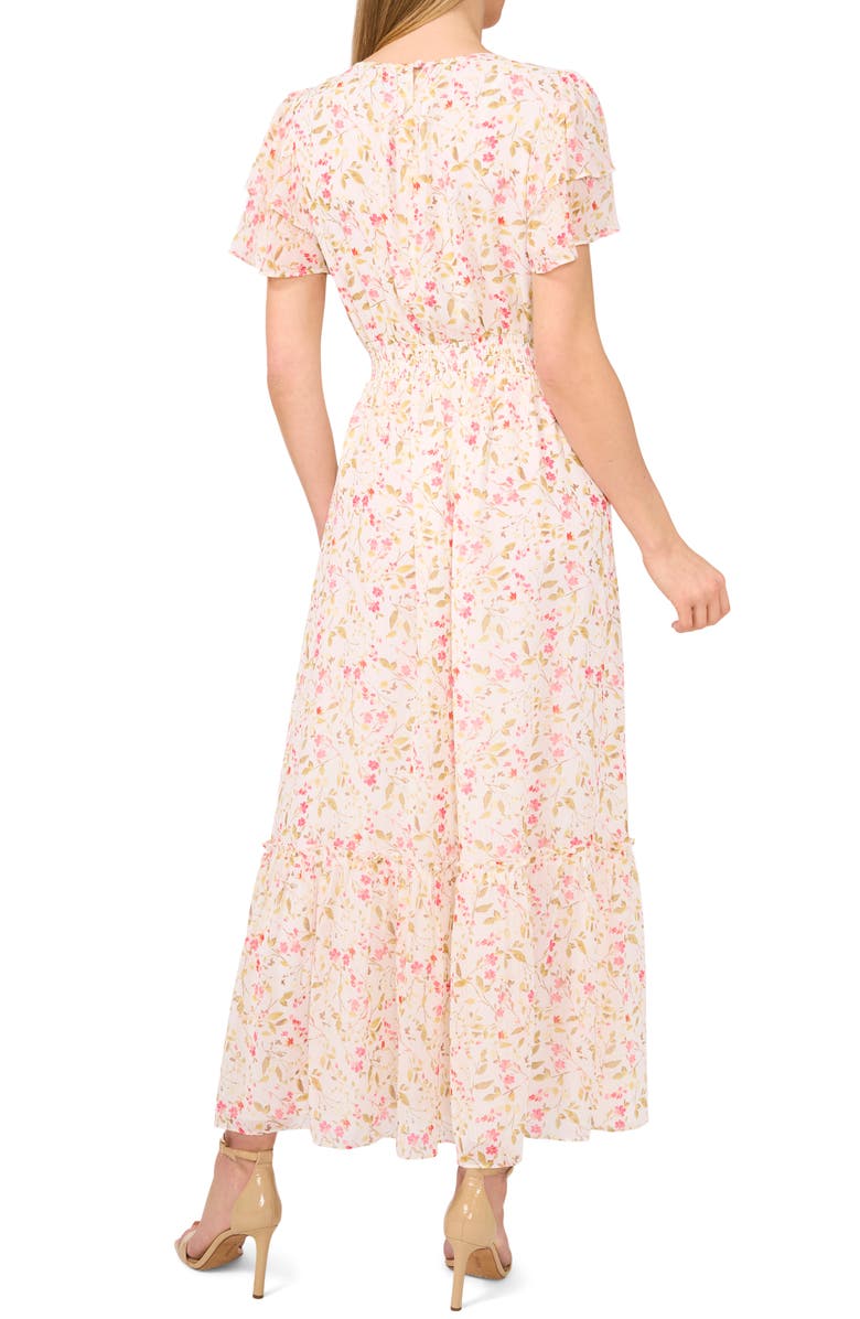 CeCe Floral Print Ruffle Maxi Dress, Alternate, color, 