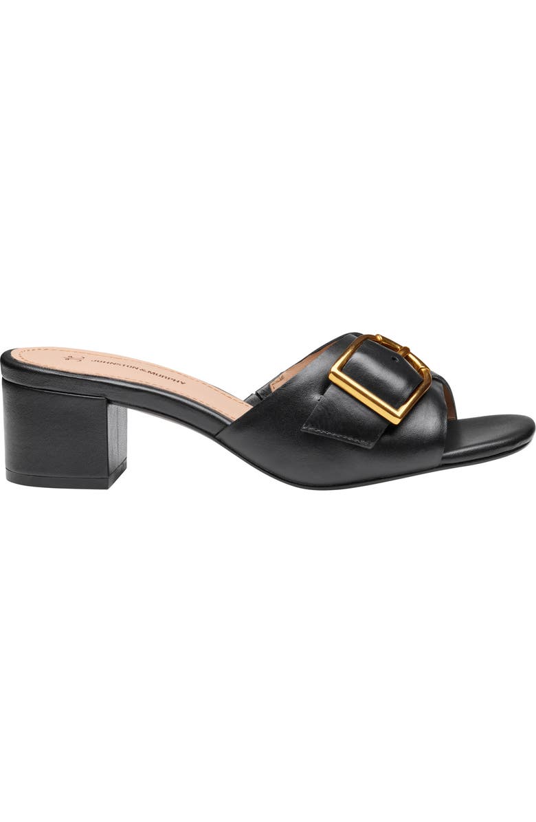 Johnston & Murphy Edith Buckle Slide Sandal, Alternate, color, Black Glove Leather