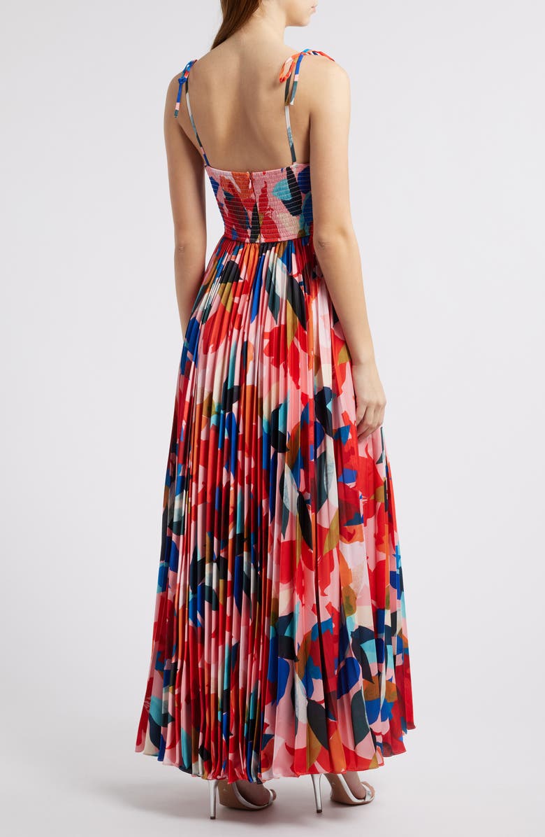 Hutch Pleated Bustier Maxi Dress, Alternate, color, Coral Floral