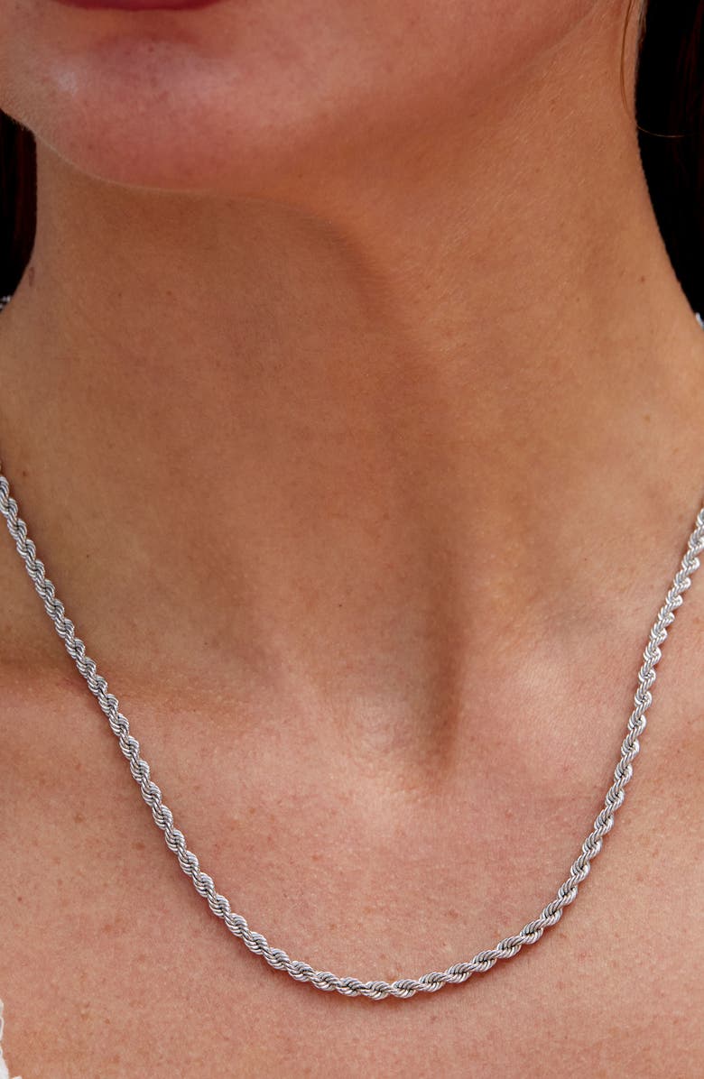 SAVVY CIE JEWELS Sterling Silver Rope Chain Necklace, Alternate, color, Silver