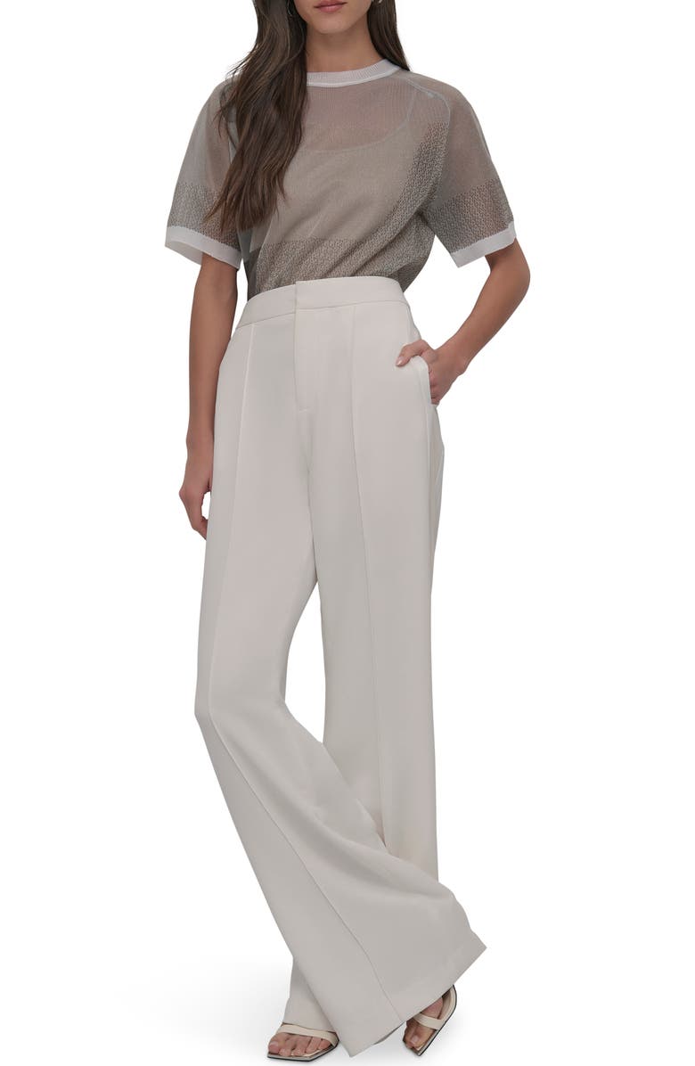 DKNY Mesh Inset Wide Leg Pants, Alternate, color, 