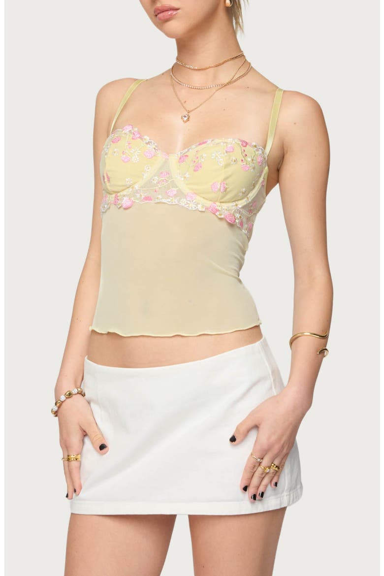 Embroidered Cutout Bustier Camisole, Alternate, color, YELLOW