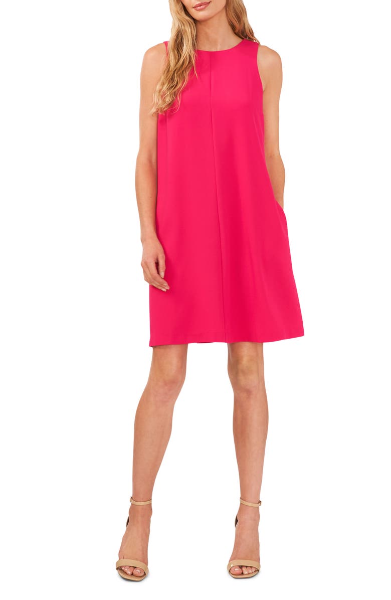 CeCe Back Bow Sleeveless A-Line Dress, Main, color, Pink Peacock