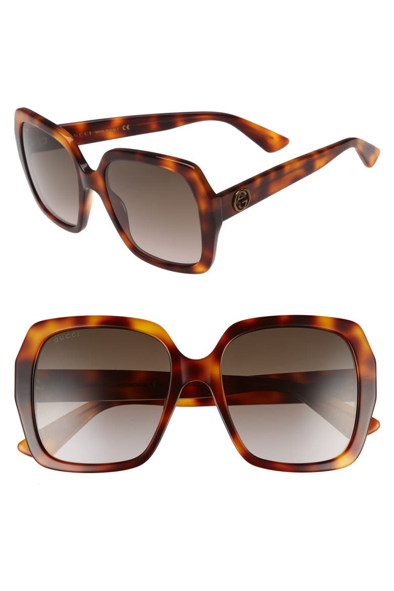 54mm Gradient Square Sunglasses, Main, color, HAVANA/ BROWN