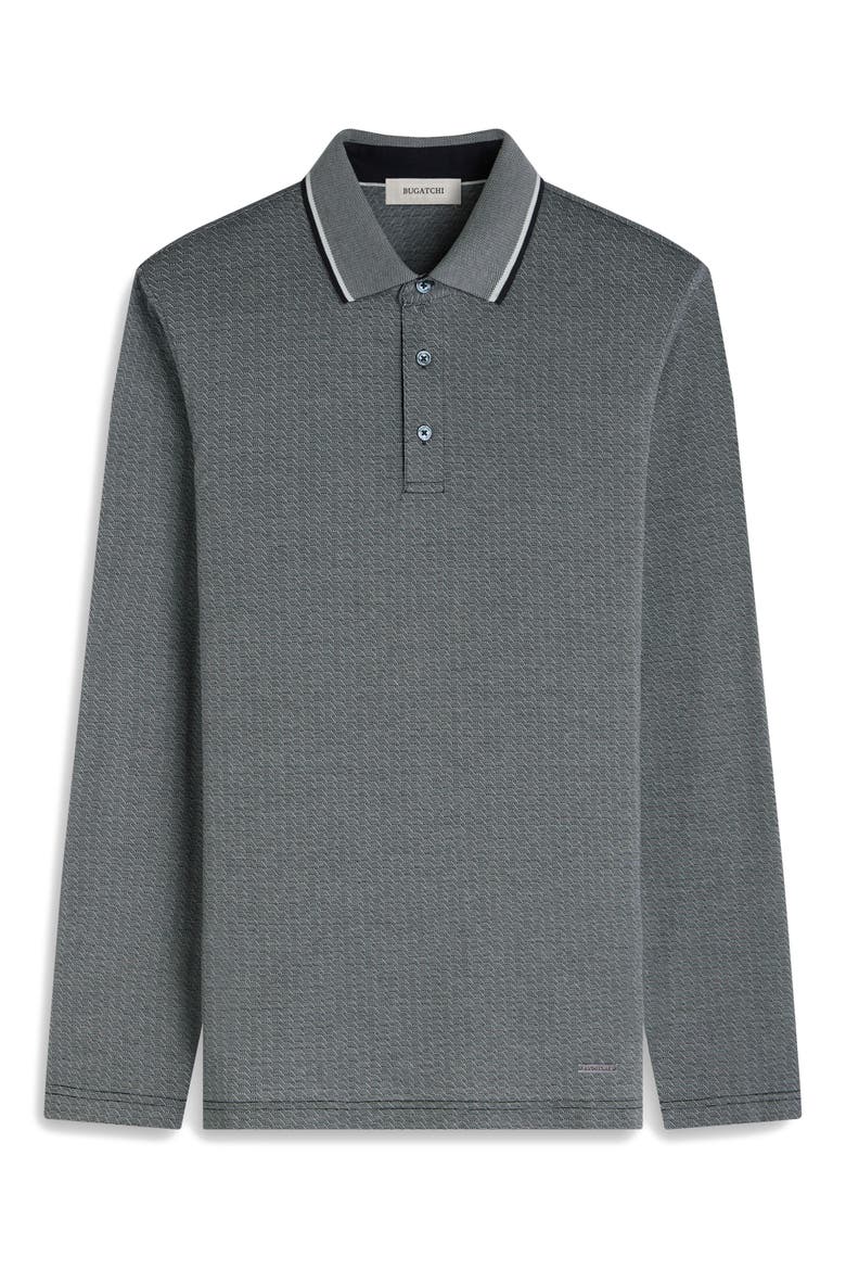 Mercerized Cotton Long Sleeve Polo, Alternate, color, BLACK