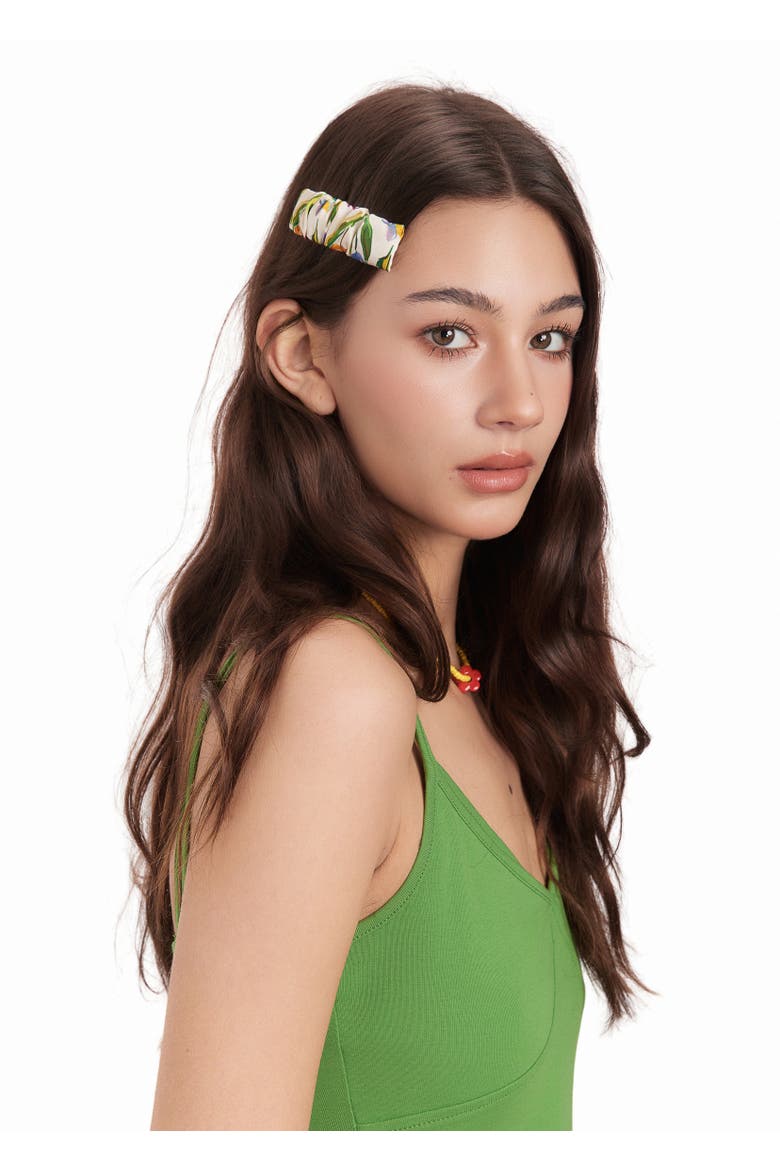 Tulip Silk Hair Barrette Clip, Alternate, color, Beige