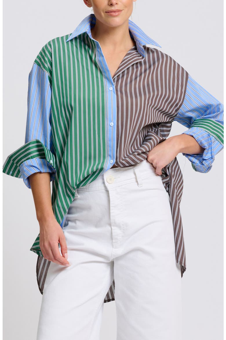 Stripe Boyfriend Shirt, Alternate, color, CHOCOLATE COMBO