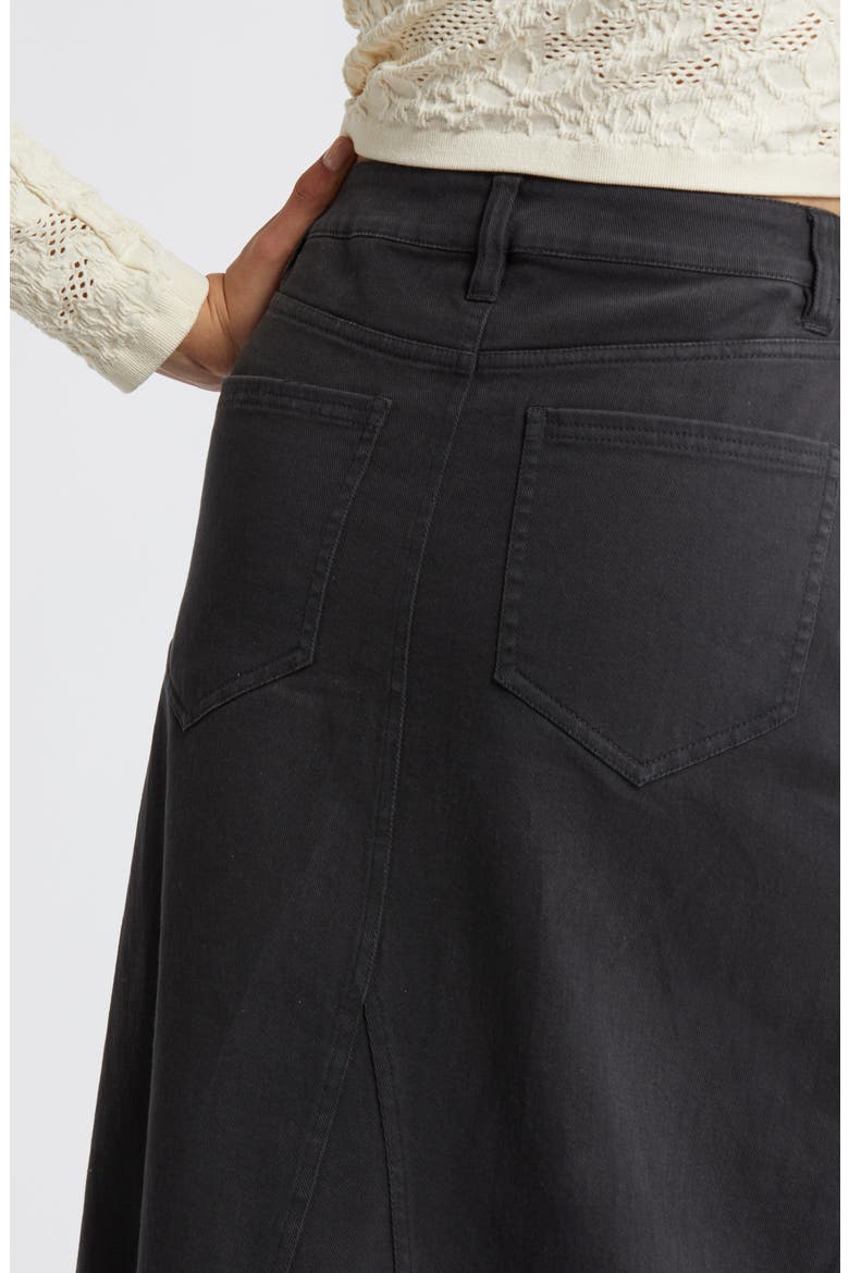 Raw Hem Stretch Twill A-Line Skirt, Alternate, color, BLACK NIGHT