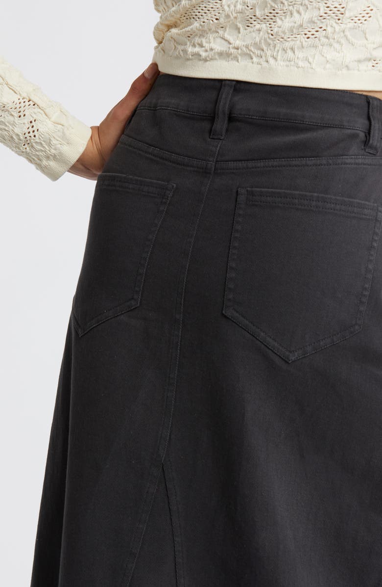 BP. Raw Hem Stretch Twill A-Line Skirt, Alternate, color, Black Night
