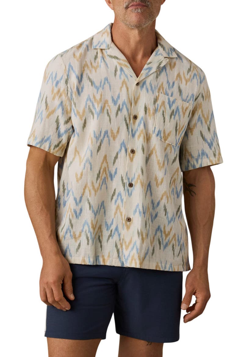 Organic Cotton Button-Up Camp Shirt, Main, color, BELLE ISLE IKAT
