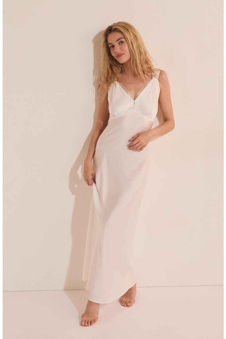 Bridal Bliss Satin Maxi Chemise, Alternate, color, WHITE