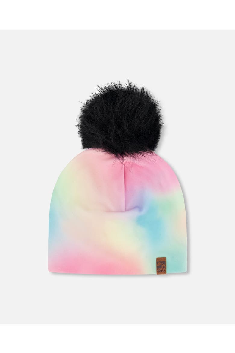 Stretch Jersey Hat with Pompom, Main, color, Multicolor