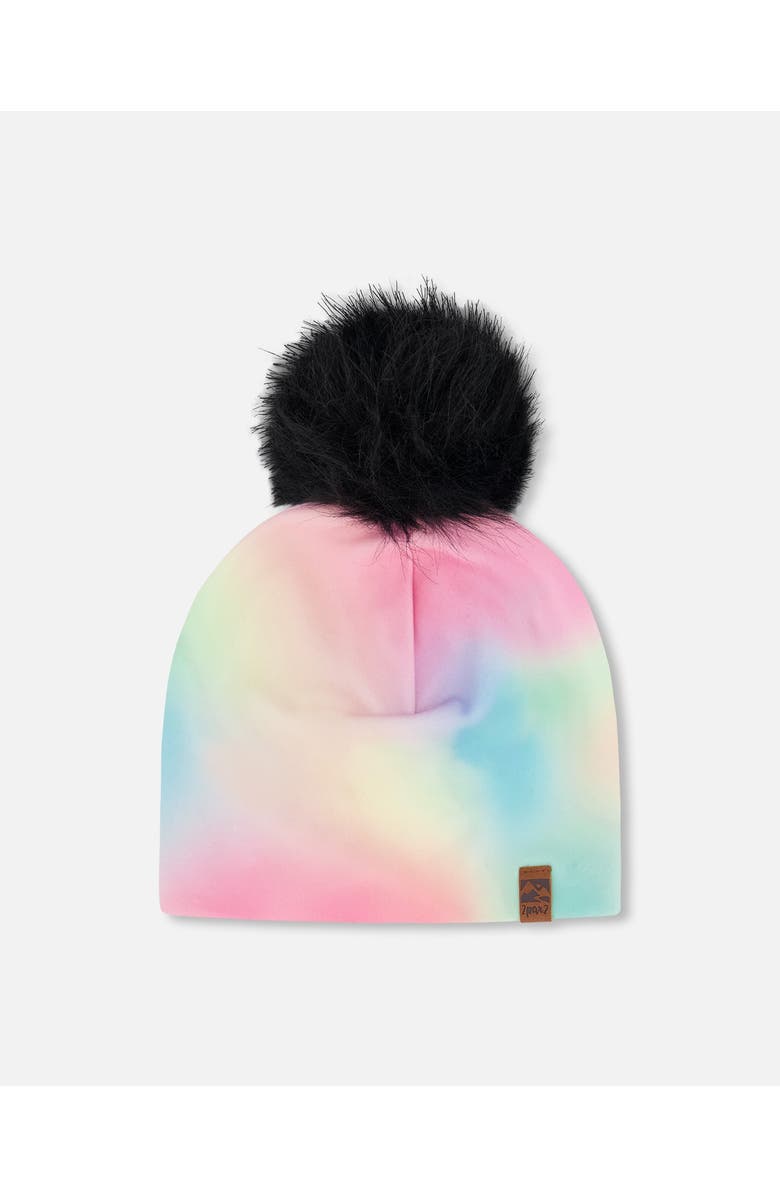 Deux par Deux Stretch Jersey Hat with Pompom, Main, color, Multicolor