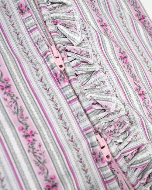 Lev Baby Victorian Floral Ruffled Convertible Romper In Pink